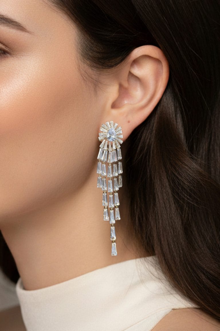Luxury Long Dangle Earrings with Sparkling Rhinestones