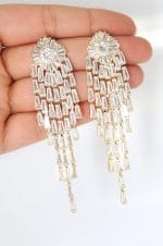 Elegant Cubic Zirconia Long Tassel Drop Earrings